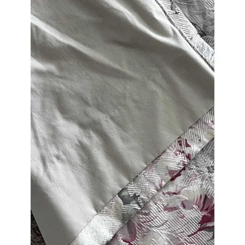 Cottage Rose Floral Jacquard Tapestry 2 Curtain Panels Lined Mint Green Pink 84